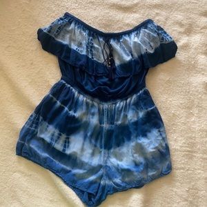 AMERICAN EAGLE blue strapless romper (size M)